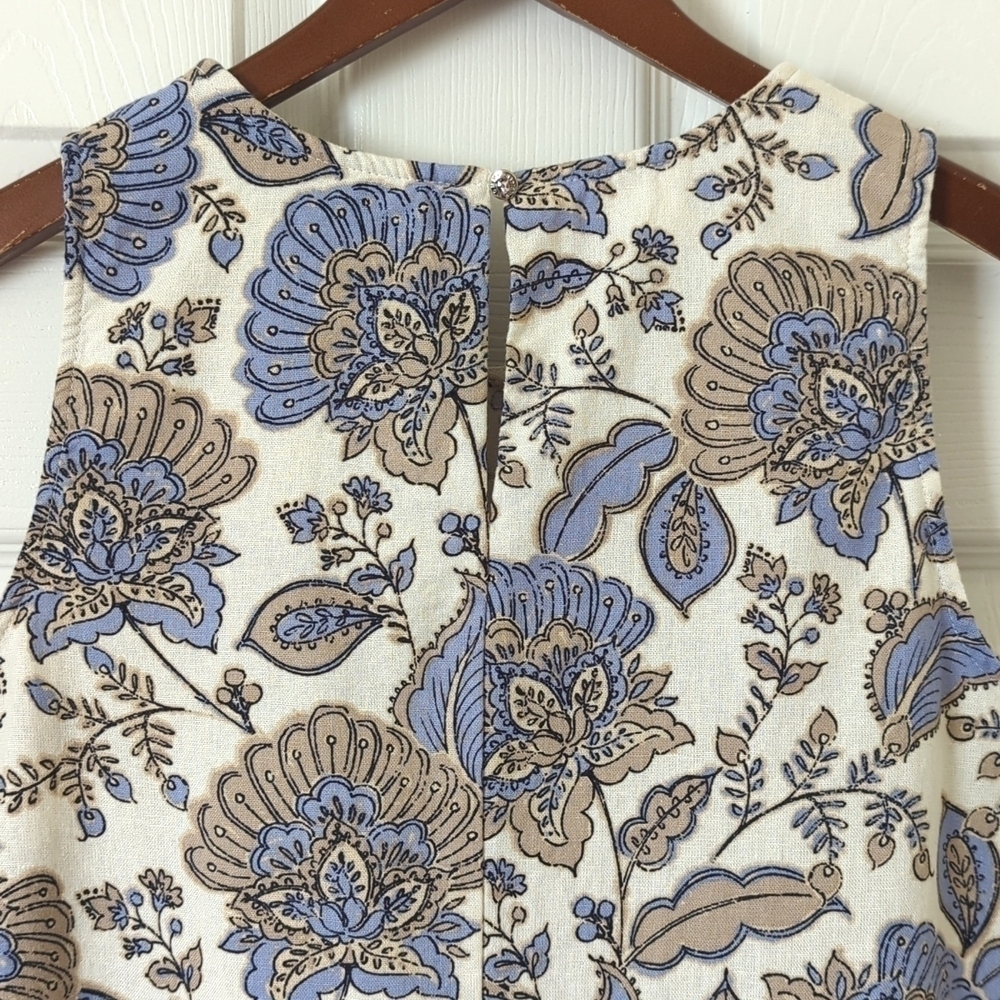 Tommy Hilfiger Provincial Paisley Linen Blend Sleeveless Flounce Hem Mini Dress - Picture 10 of 12